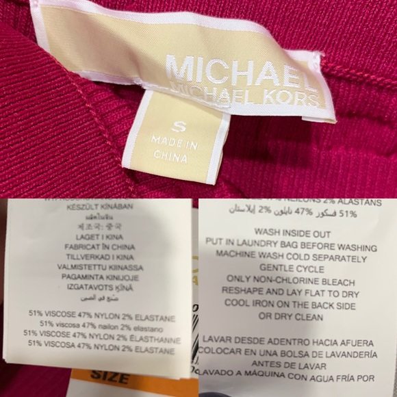 Michael Kors Ribbed Stretch Pencil Skirt Ruffled Hem Azalea Sz Small - Picture 9 of 14